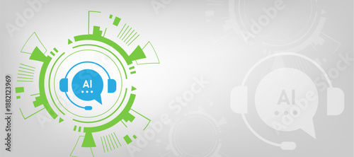 AI-Powered Customer Support Icon with Blue Abstract Service Design