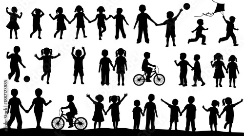 vector silhouettes of children