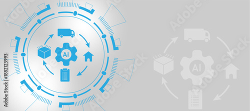 AI-Powered Supply Chain Icon with Blue Abstract Network Concept
