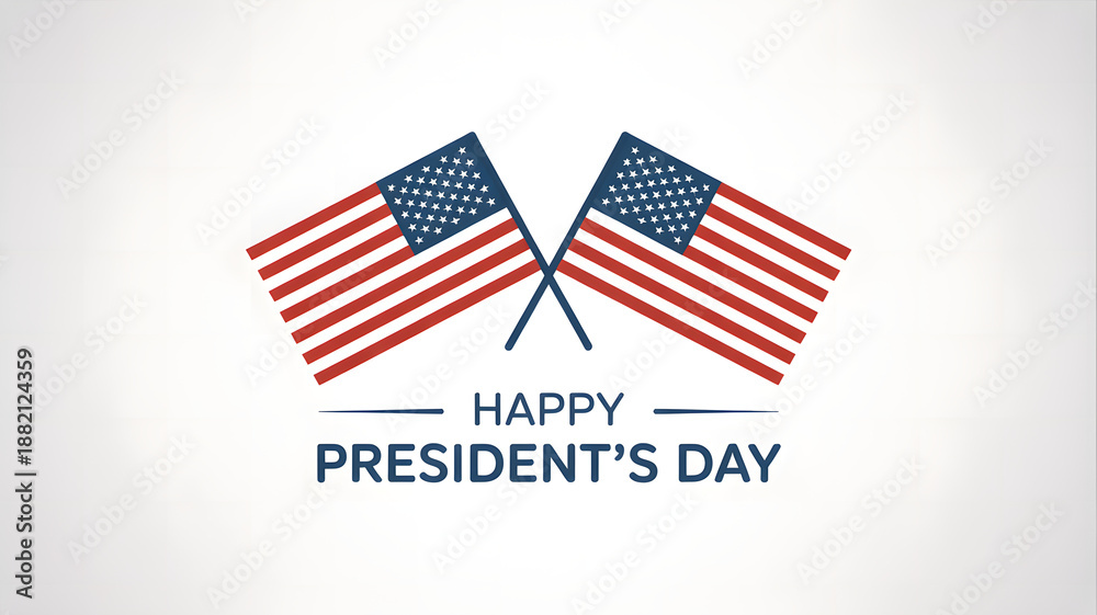 Fototapeta premium Happy president's day patriotic celebration with crossed american flags design