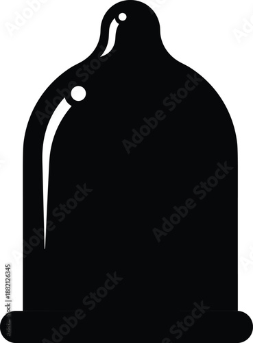 Black and white condom silhouette icon vector illustration for safe sex and contraception concept on isolated white background graphic