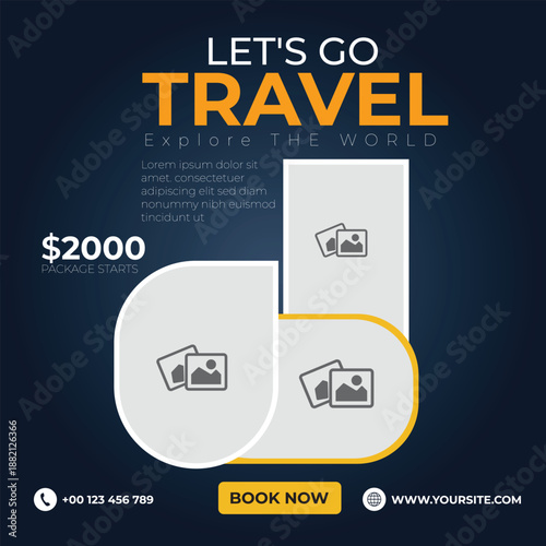 PrintStory travel social media tourism agency banner post template design editable travel