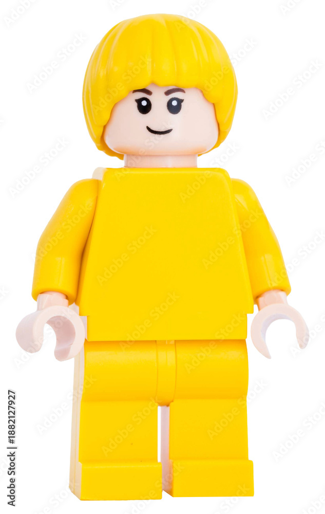 Fototapeta premium Dortmund - Deutschland 19. Januar 2026 - Lego Minifigure in der Farbe gelb