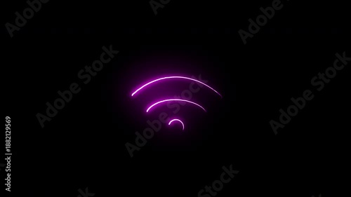 Neon Light Network Signal Strength Indicator Animation on Dark Background
