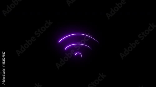 Neon Light Network Signal Strength Indicator Animation on Dark Background