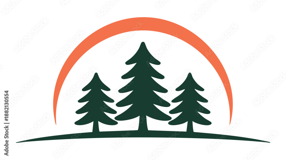Fototapeta premium Minimalist forest sunset landscape
