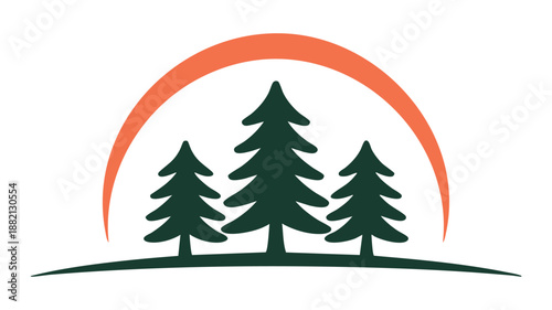 Minimalist forest sunset landscape