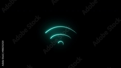 Neon Light Network Signal Strength Indicator Animation on Dark Background