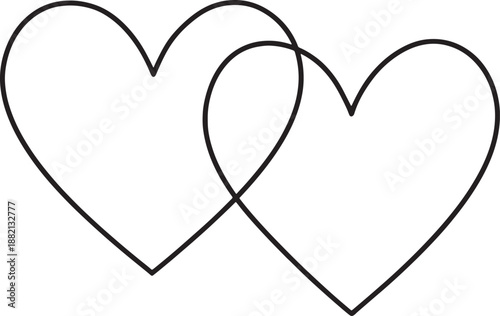 Interlocking Double Hearts Vector Minimalist Wedding, Valentine's Day and Anniversary Line Art