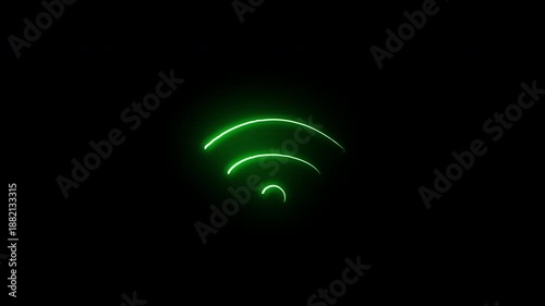 Neon Light Network Signal Strength Indicator Animation on Dark Background