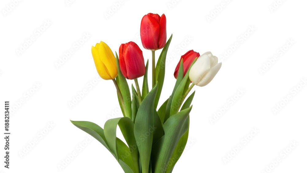 Obraz premium Tulips Bunch Isolated on a Transparent Background PNG File
