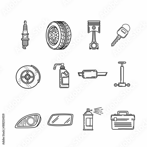 ​Car Parts and Auto Service Icon Set
