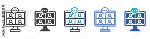 Online Workshop icon set multiple style collection