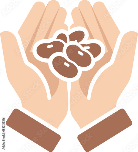 World Pulses Day Illustration – Hands Holding Beans for Sustainable Food and Nutrition Awareness