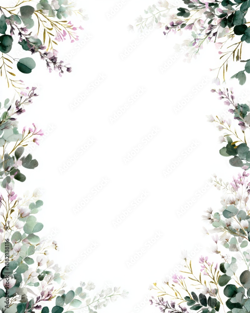 Fototapeta premium Elegant botanical border frame perfect for celebrating Easter and springtime festivities