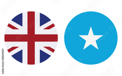 Free Download united kingdom and somalia round flag icons set, uk and somali circular national flags isolated on white, international vector illustration - GFXLoad