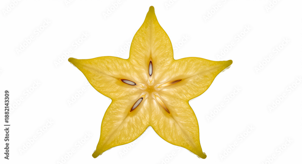 Fototapeta premium Single star fruit slice on white background