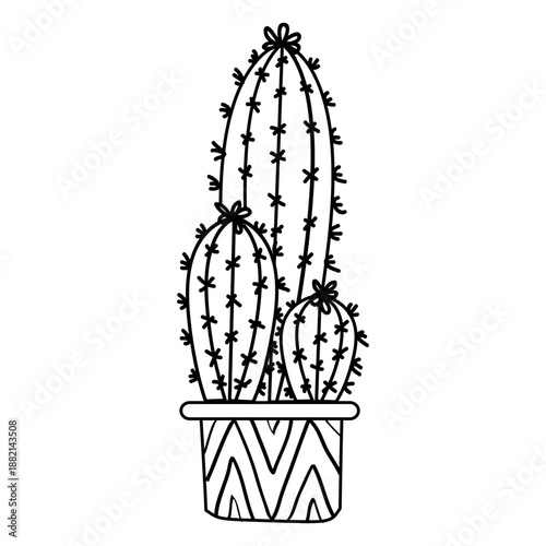 Cactus pot ornamented silhouette