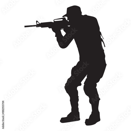 Soldier aiming with rifle silhouette