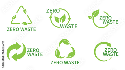 Eco-friendly recycling arrow vector icon set with zero waste. Vector illustration