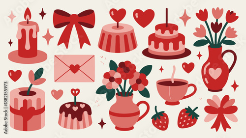 Romantic valentine's day illustrations Vector