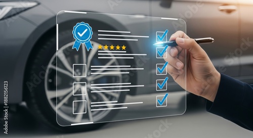 Car Quality Inspection Checklist with Certification and Approval Concept