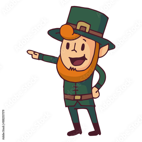 Leprechaun pointing cartoon