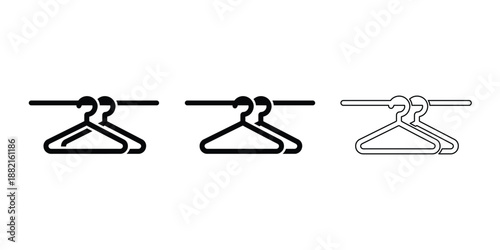 Minimal clothes hanger icon set, Modern wardrobe and closet organization vector