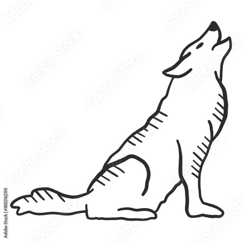 Wolf howl ear predator tail doodle animal