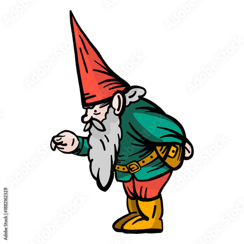 Gnome dwarf cap beard flat