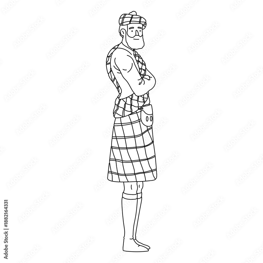 Obraz premium Man scottish kilt sporran stroke