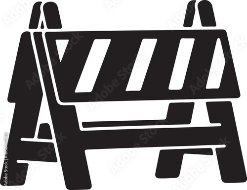 Black and white image of a road barrier