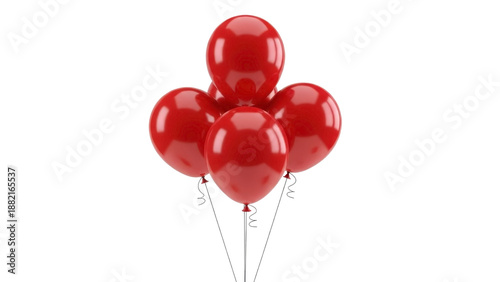 Festive Red Balloons Grouped on Transparent Background, PNG Image
