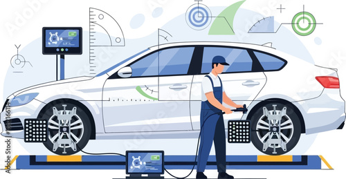 A professional businessman stands by his broken automobile on a busy street outdoors after a vehicle breakdown requires an emergency repair during his travel