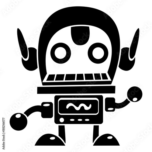 Cute tv robot cut out black