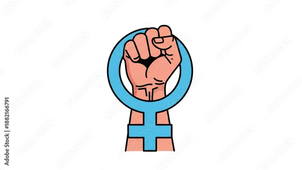 Fototapeta premium Female power symbol with clenched fist representing women's empowerment and equality