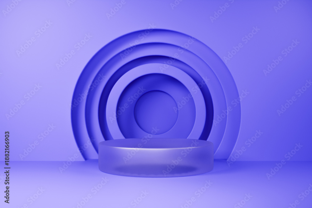 Obraz premium Abstract 3D purple podium stage with circular wall pattern