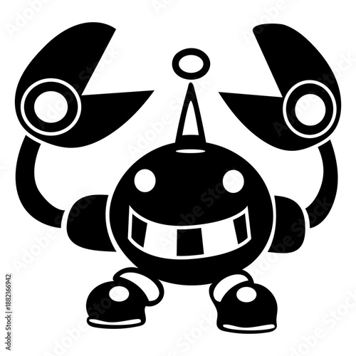 Cute pincer robot cut out black