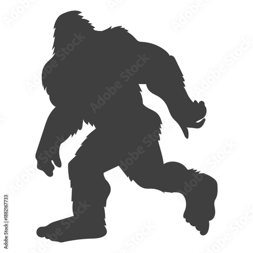 Running hairy bigfoot sasquatch black