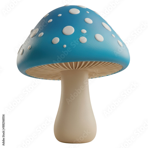Blue mushroom with white spots isolated on transparent background