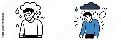 Emotional state of sadness represented through vector illustration