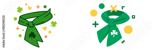 Colorful green scarf with shamrock design for festive celebrations