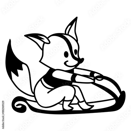 Winter animal character fox sleigh