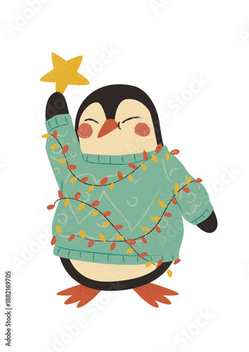 Christmas penguin flat