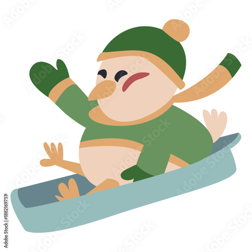 Winter animal character bird sleigh color © Vexels