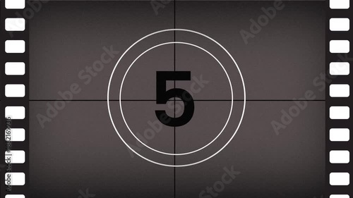 film strip old 10 seconds countdown from ten to zero animation