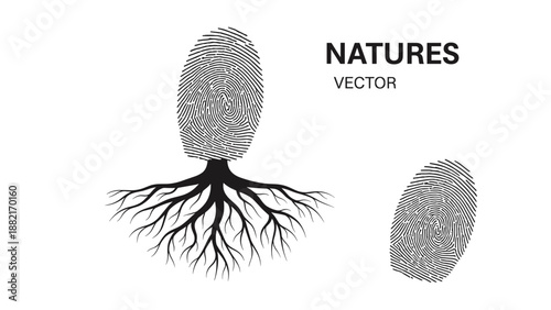 Fingerprint with Roots Illustration Design Element.