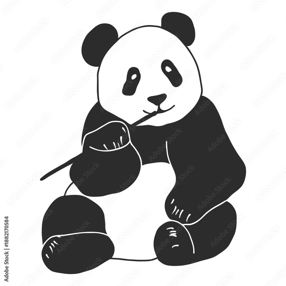 Naklejka premium Panda chewing vector