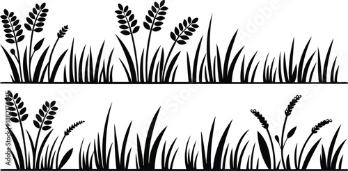 Grass and Wheat Blades with vector file