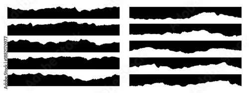 Abstract Torn Paper Edge Frame Border Set for Scrapbook Grunge Design Rough Decorative Graphic Element Template Blank Ripped Texture Background
